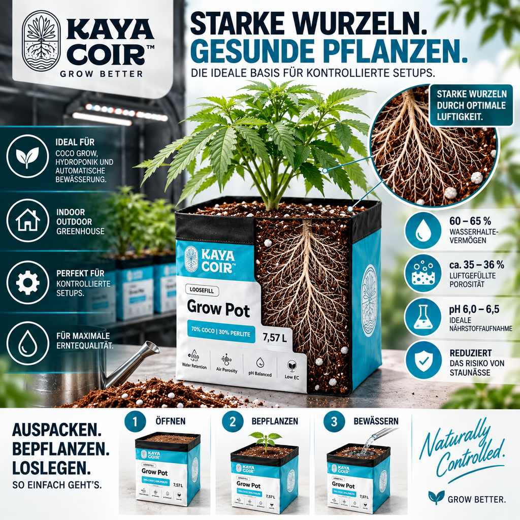 KAYA COIR Grow Pot 7,57 L – Coco/Perlite 70/30